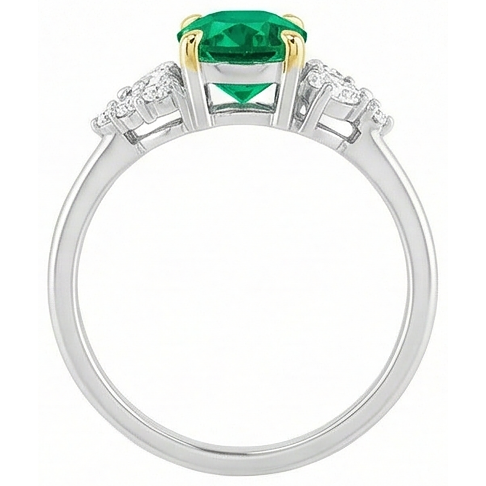 De luxe Émeraude Bague Pierre de Couleur 2 carats – vue de profil