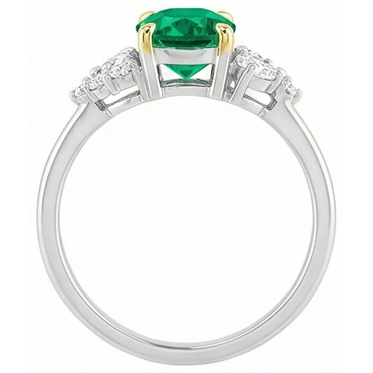 De luxe Émeraude Bague Pierre de Couleur 2 carats – vue de profil