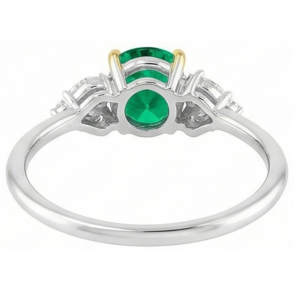 Émeraude Bague Pierre de Couleur 2-carats Or 14K Bicolore – vue de dessus