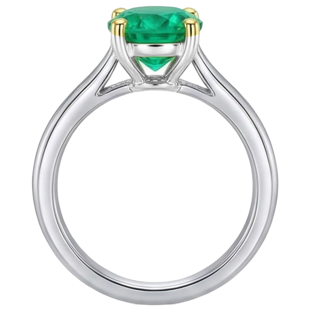 Luxueux Émeraude Colombienne Bague Pierre de Couleur 3 carats – vue de dessus