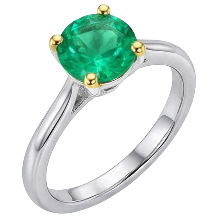 Émeraude Colombienne Bague Pierre de Couleur 3-carats Or Bicolore 14 Carats – vue de côté