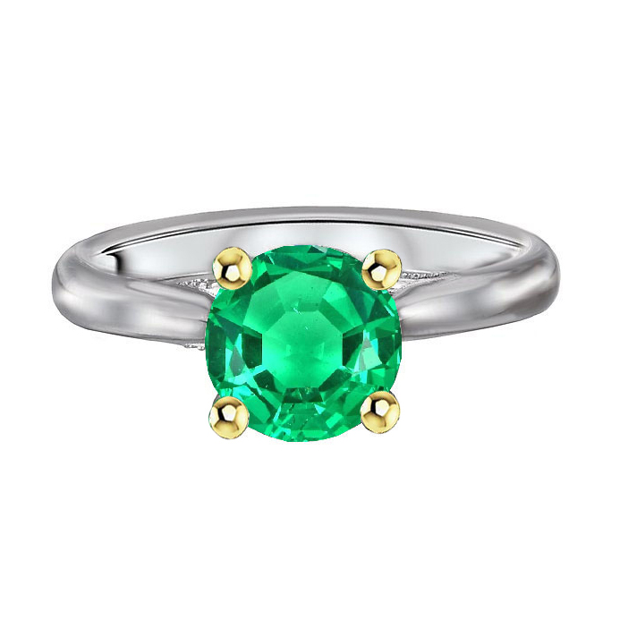 Luxueux Émeraude Colombienne Bague Pierre de Couleur 3 carats – vue principale