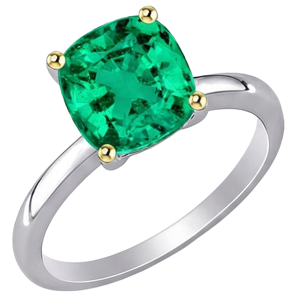 Haut de gamme Émeraude Bague Pierre Précieuse 2 carats – vue de côté
