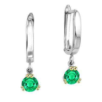 Taille Ronde Émeraude Colombienne bague en Or Bicolore 14 Carats – vue principale