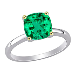 Certifié GIA Émeraude Bague Pierre Précieuse 2 carats – Or Deux
