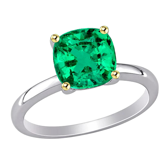 Haut de gamme Émeraude Bague Pierre Précieuse 2 carats – vue principale