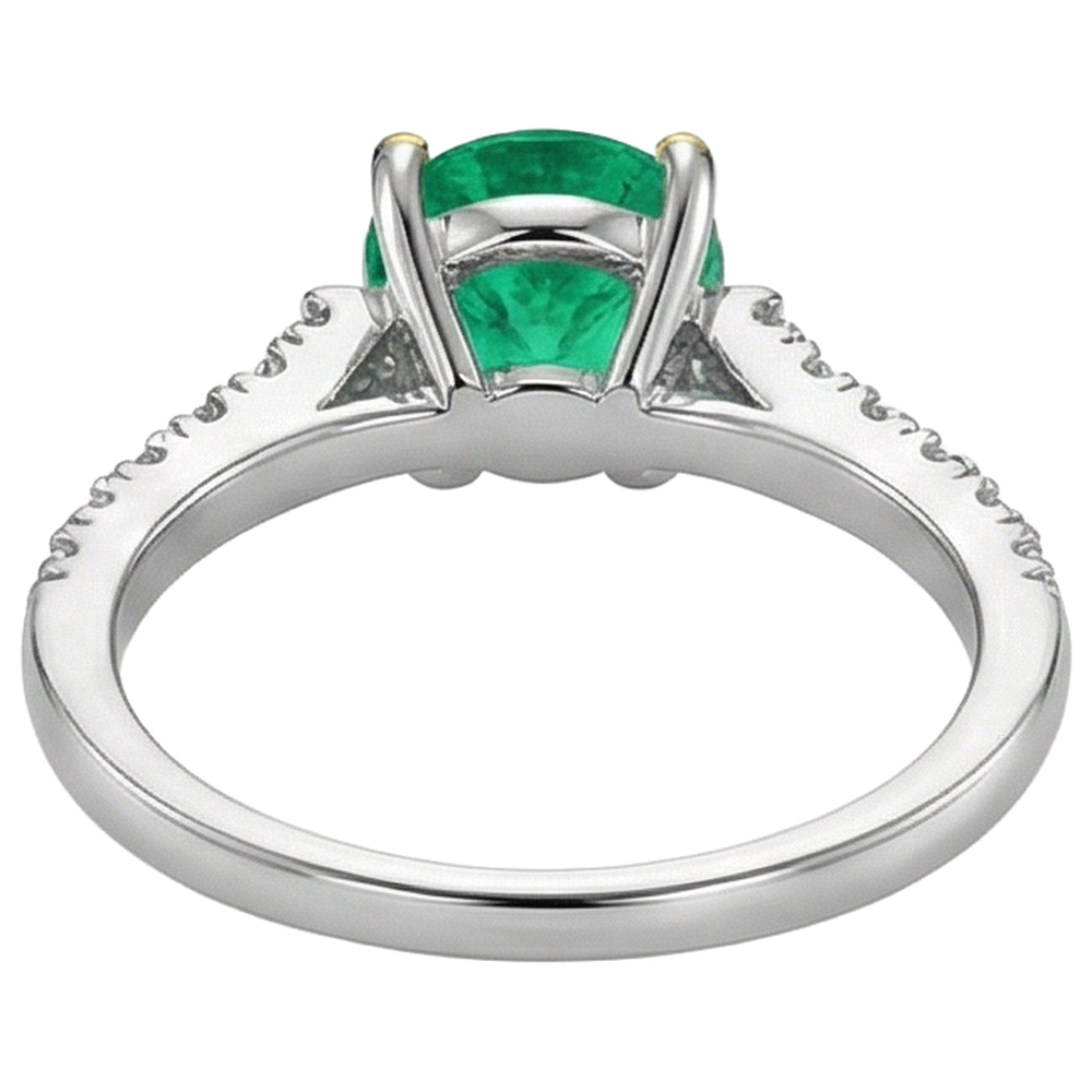 Haut de gamme Émeraude Colombienne Bague Pierre Précieuse 1,50 carats – vue arrière