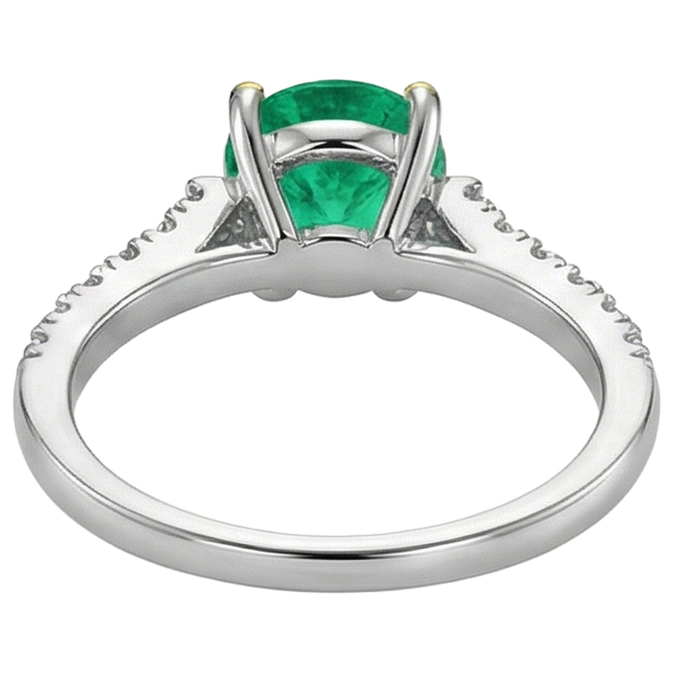 Haut de gamme Émeraude Colombienne Bague Pierre Précieuse 1,50 carats – vue arrière