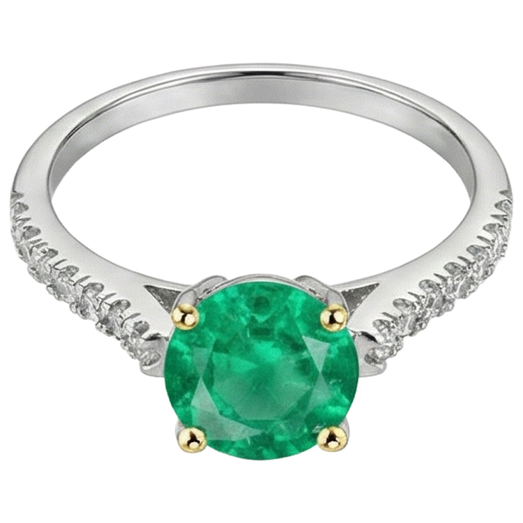 Émeraude Colombienne Bague Pierre Précieuse 1,50-carats Or Bicolore 14 Carats – vue de côté