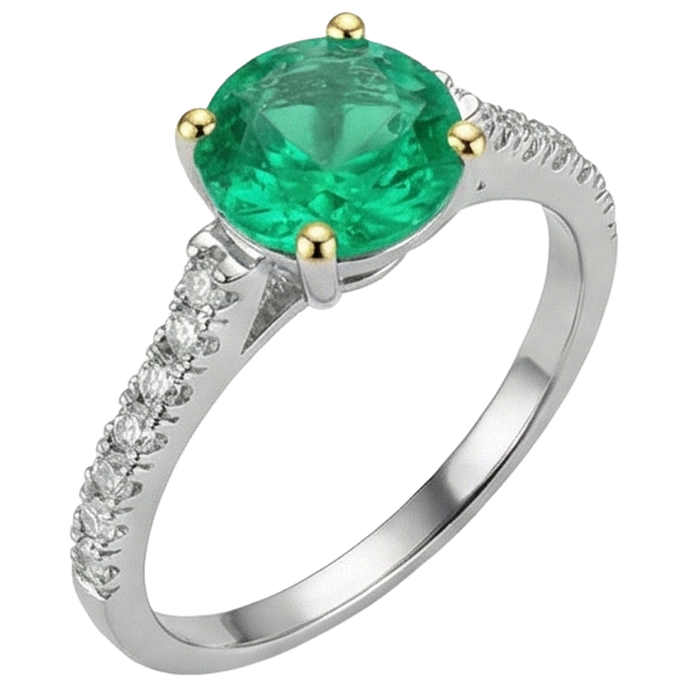 Émeraude Colombienne Bague Pierre Précieuse – vue de face
