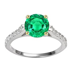 Émeraude Colombienne Bague Pierre Précieuse – Monture Cathédrale
