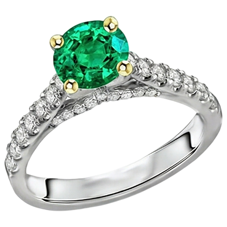 Émeraude Colombienne Bague Pierre Précieuse 2-carats Or Deux Tons 14 Carats – vue de côté