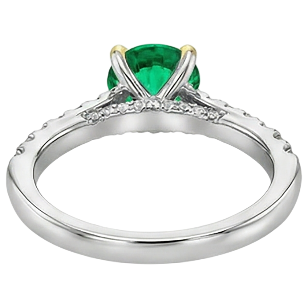Émeraude Colombienne Bague Pierre Précieuse 2-carats Or Deux Tons 14 Carats – vue de dessus