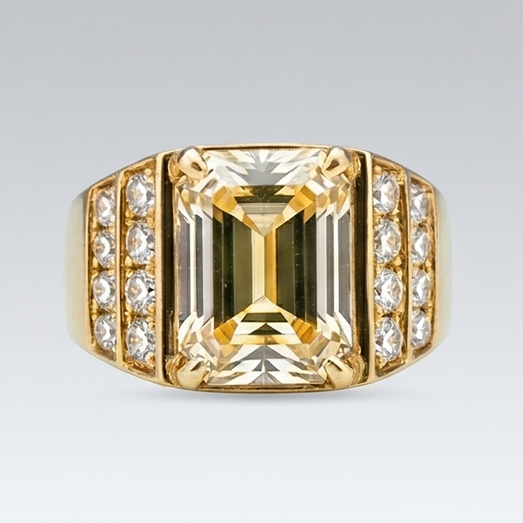 Certifié IGI Bague Homme – Diamant Fin 8 carats 10K Yellow Gold
