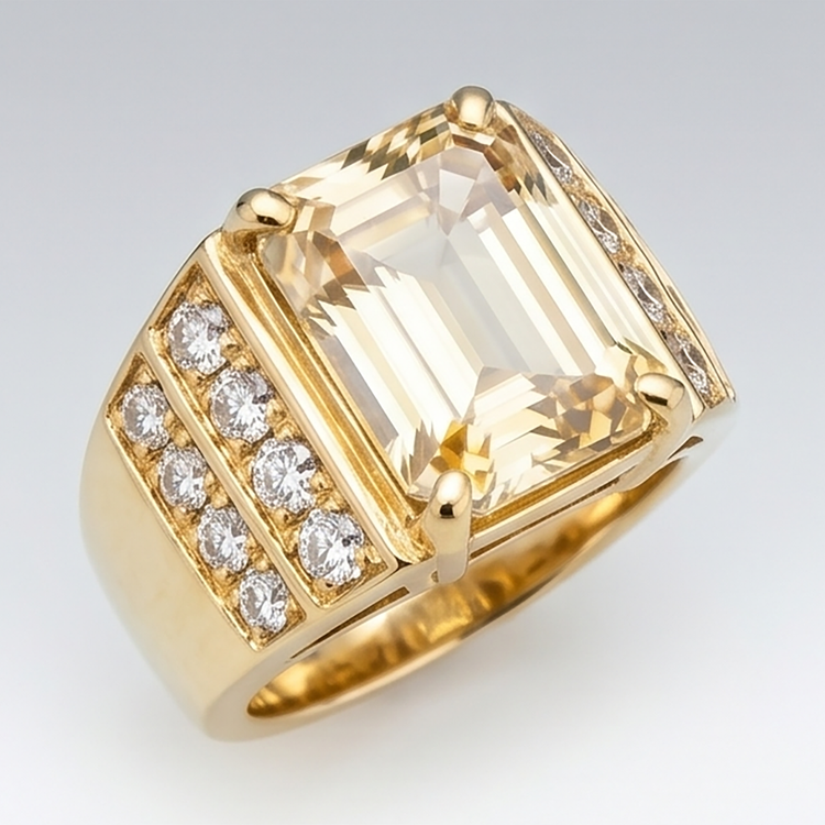 Certifié IGI Bague Homme – Diamant Fin 8 carats 10K Yellow Gold