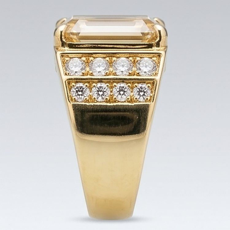 Certifié IGI Bague Homme – Diamant Fin 8 carats 10K Yellow Gold