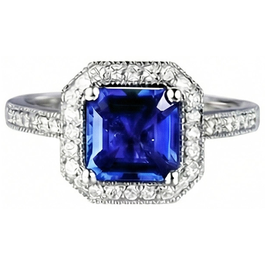 naturel asscher diamant 4carats bague angle de côté