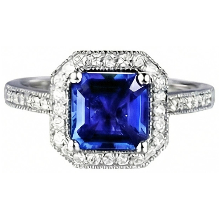 naturel asscher diamant 4carats bague angle de côté