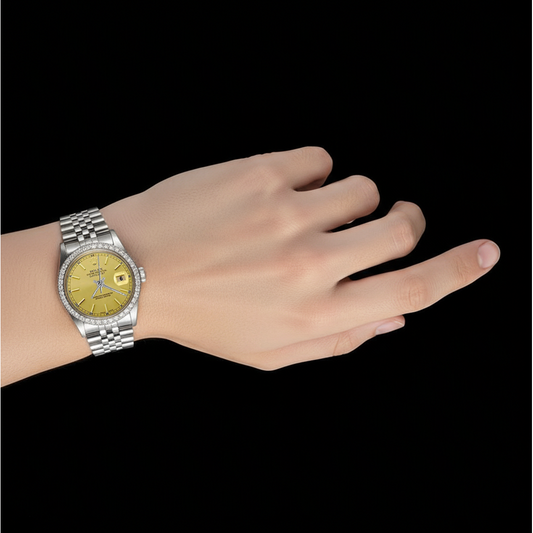 Champagne Bâton Cadran Datejust Montre pour hommes en acier inoxydable Rolex à réglage rapide