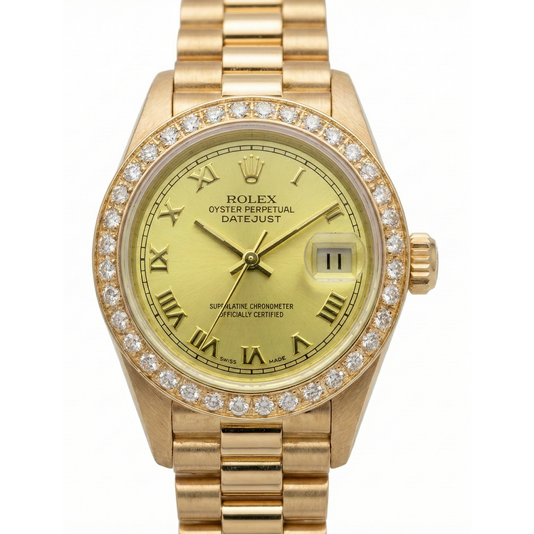 Champagne Cadran Romain Montre Rolex Datejust Bracelet De still Présidentiel