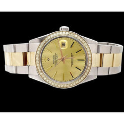 Champagne Cadran à bâton Montre Rolex acier inoxydable & or Datejust Rolex huître réglage rapide