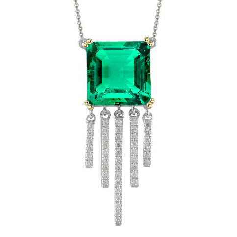 Émeraude Colombienne Collier Pendentif Pierre 3,50-carats Or Deux Tons 14 Carats – vue principale