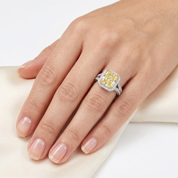Chatoyant Bague Joaillerie avec Diamant Jaune Fancy Pavé – 3,5