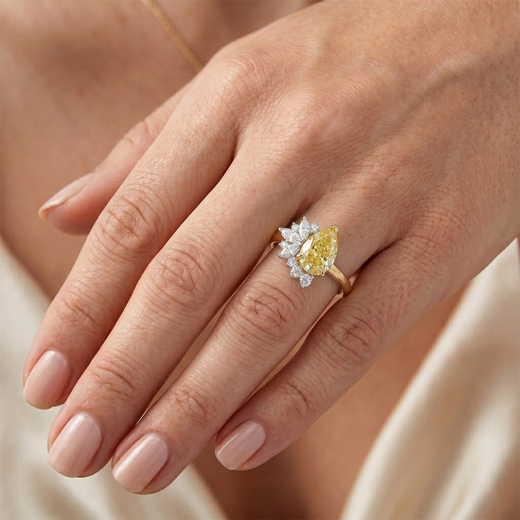 Chatoyant Pureté VVS Diamant Canari Bague Statement – 3,5 carats