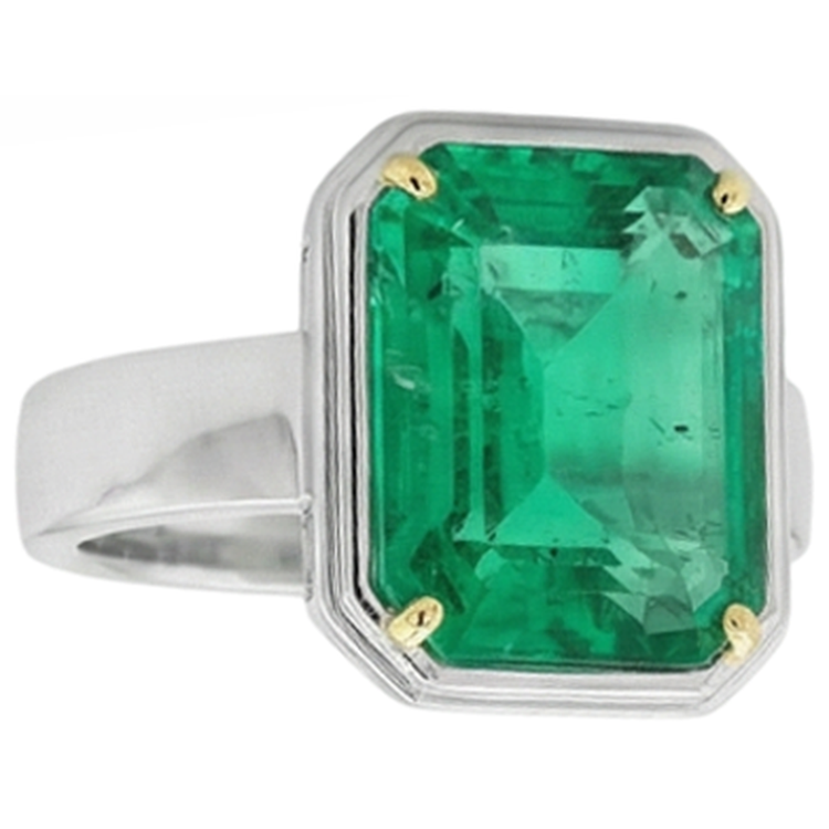 Premium Émeraude Fine Bague Pierre de Couleur 4 carats – vue de profil