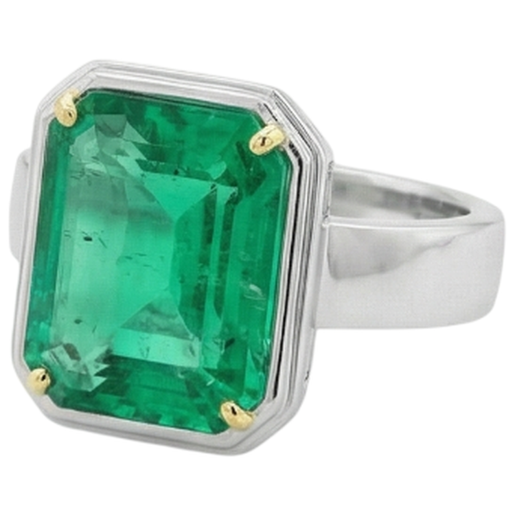 Premium Émeraude Fine Bague Pierre de Couleur 4 carats – vue de dessus
