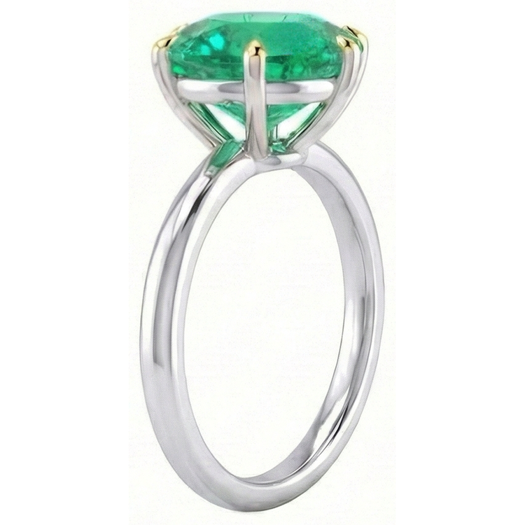 Émeraude Colombienne Bague Pierre Précieuse 4-carats Or 14K Bicolore – vue d'angle