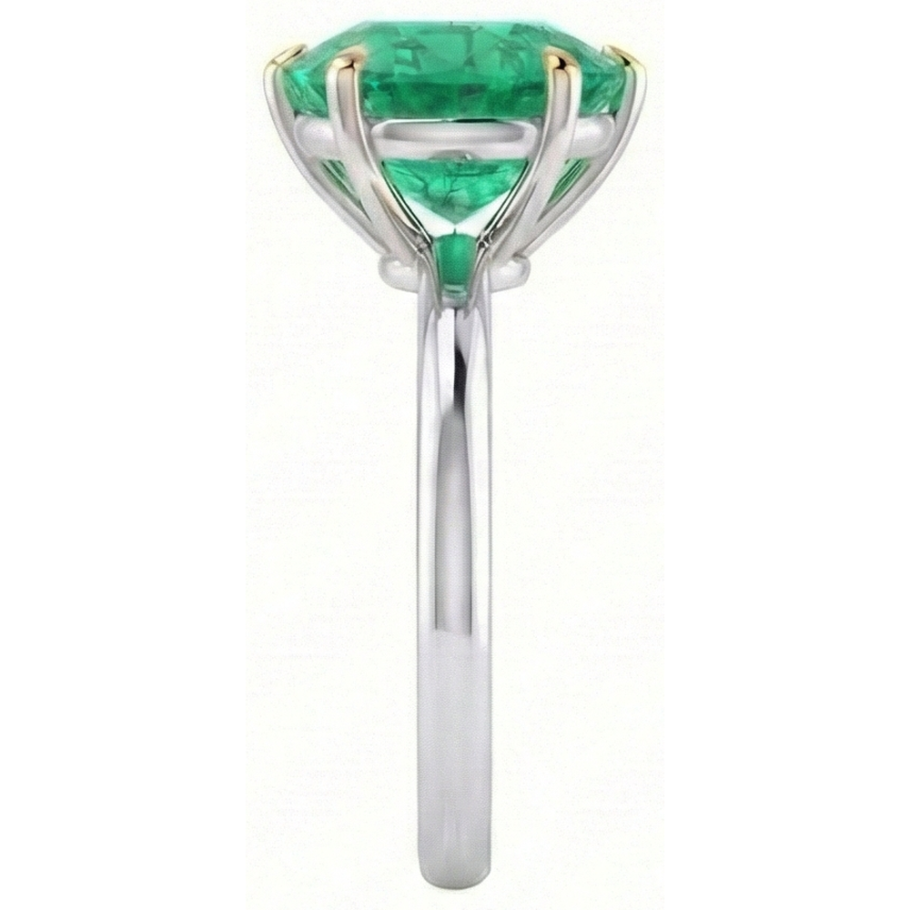 Bague Pierre Précieuse Or 14K Bicolore avec Émeraude Colombienne – vue de profil