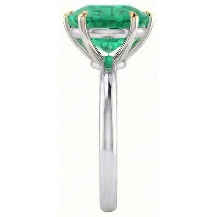 Bague Pierre Précieuse Or 14K Bicolore avec Émeraude Colombienne – vue de profil
