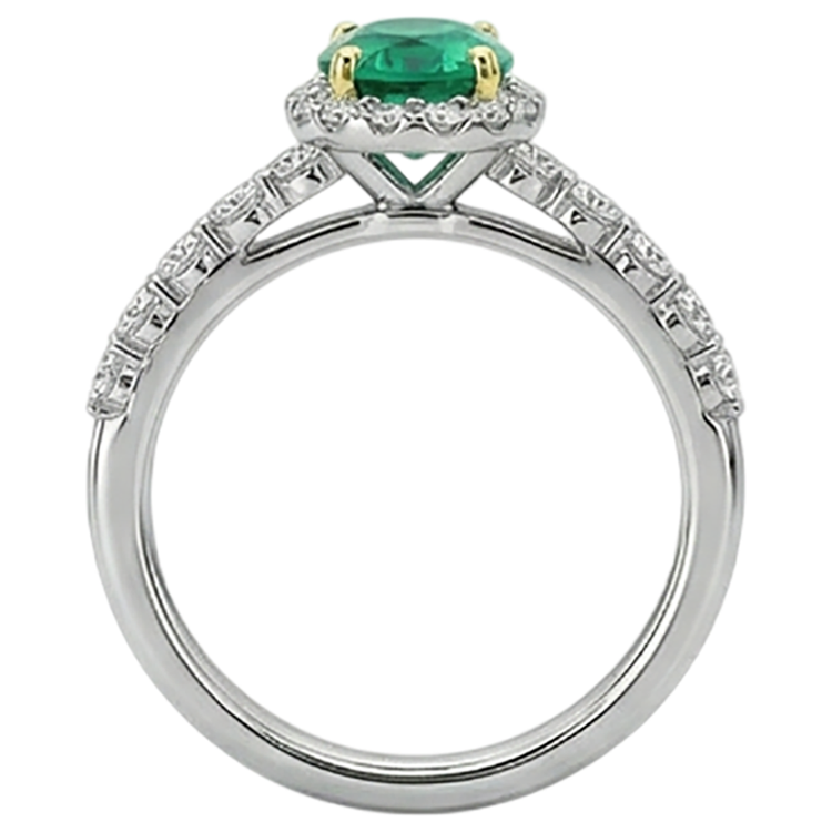 Émeraude Ovale Bague Pierre de Couleur en Or Deux Tons 14 Carats – vue arrière