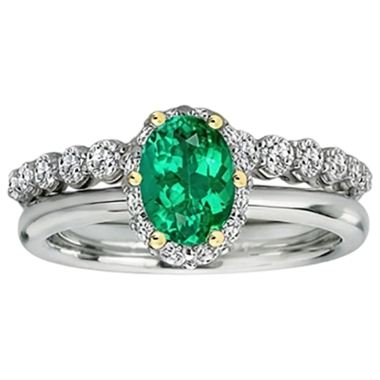Émeraude Bague Pierre de Couleur – vue de face
