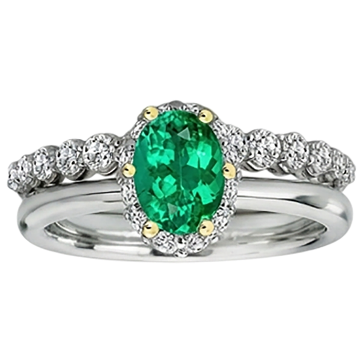 Émeraude Bague Pierre de Couleur – vue de face