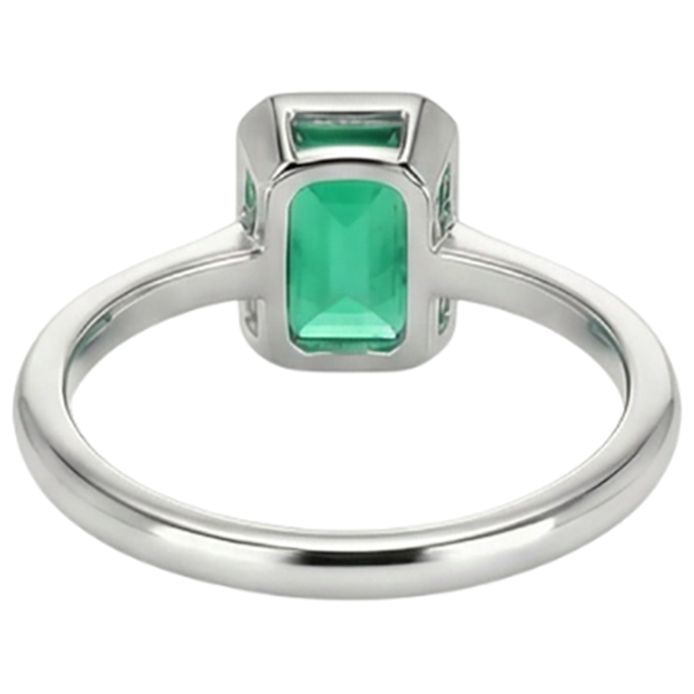Émeraude Bague Pierre Précieuse 2 carats Or Blanc 14 Carats – vue alternative