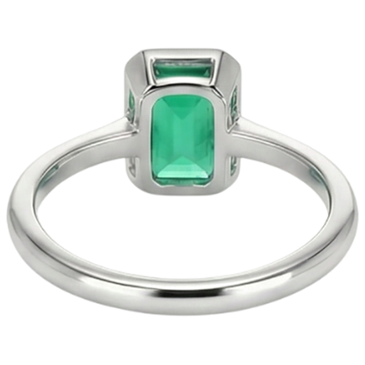 Émeraude Bague Pierre Précieuse 2 carats Or Blanc 14 Carats – vue alternative