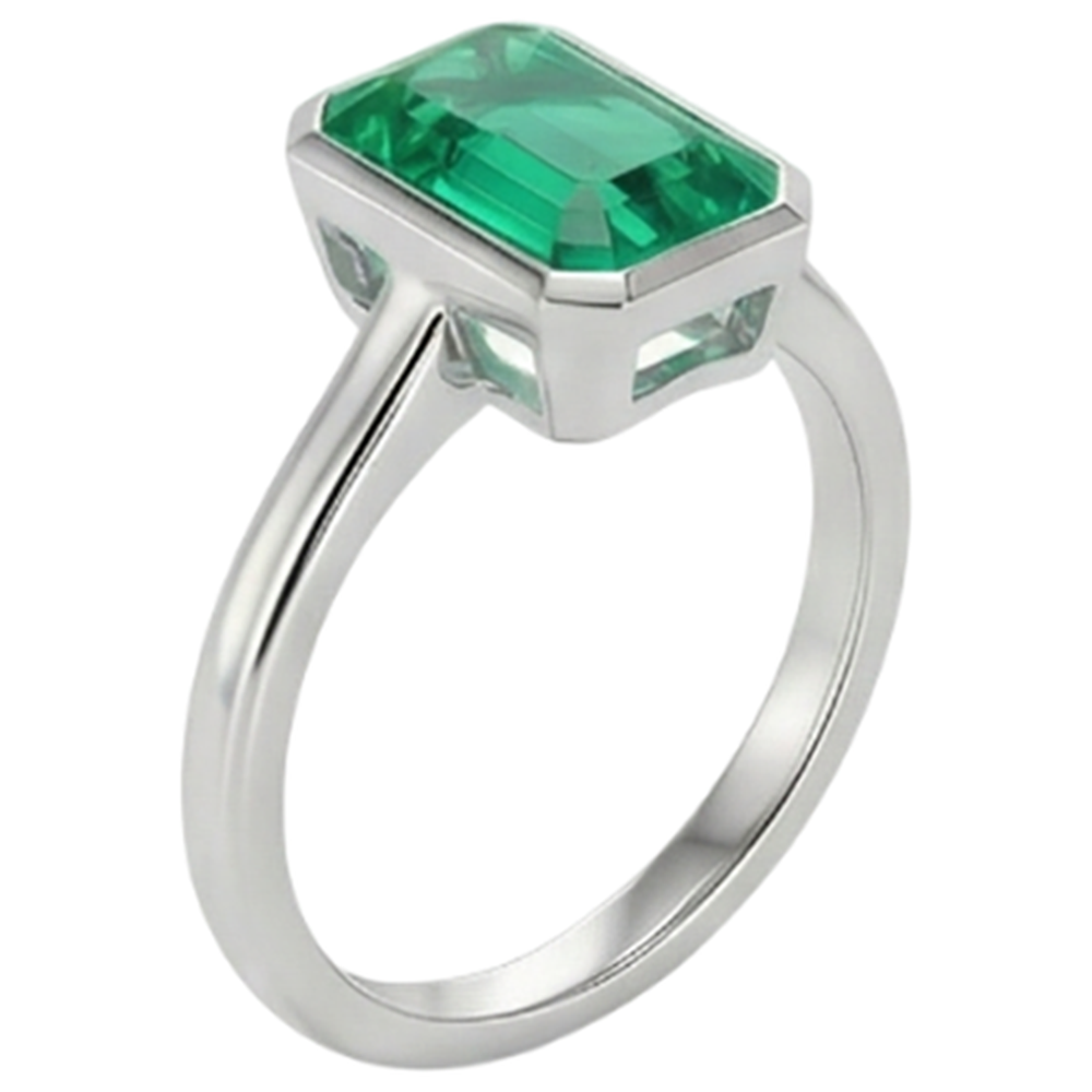 Émeraude Bague Pierre Précieuse – vue de côté