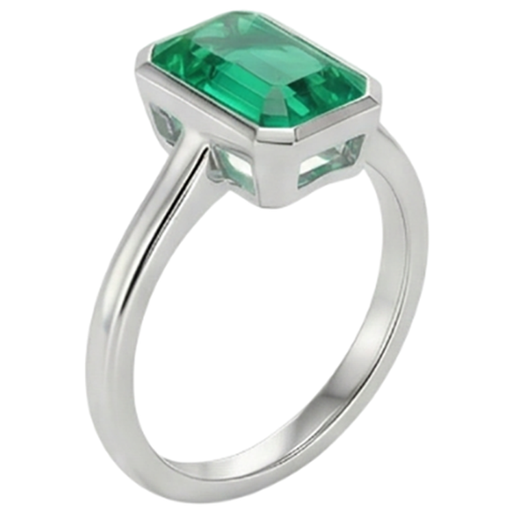Émeraude Bague Pierre Précieuse – vue de côté