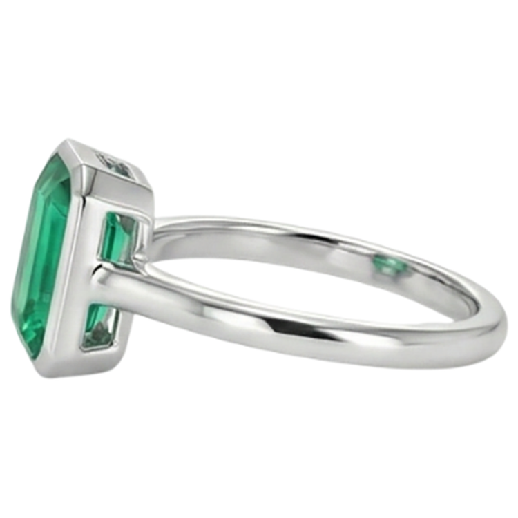 Taille Émeraude Émeraude bague en Or Blanc 14 Carats – vue de dessus