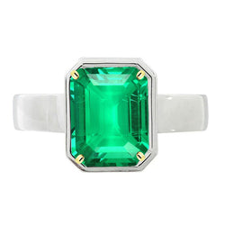 Émeraude Fine Certifié GIA Bague Pierre de Couleur 4 carats en