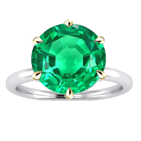 Taille Brillant Émeraude Colombienne bague en Or 14K Bicolore – vue principale