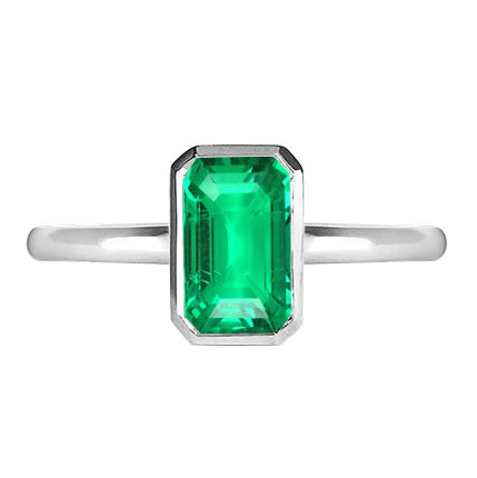 Bague Pierre Précieuse Or Blanc 14 Carats avec Émeraude – vue principale