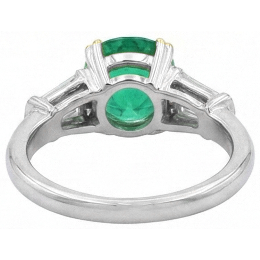 Sophistiqué Émeraude Fine Bague Pierre de Couleur 3 carats – vue arrière