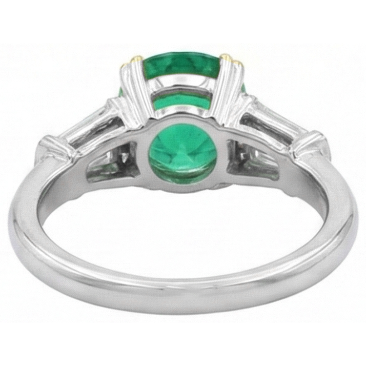 Sophistiqué Émeraude Fine Bague Pierre de Couleur 3 carats – vue arrière