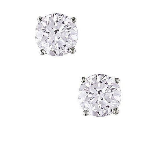 Clous D'Oreilles Naturel Diamant Or Blanc Massif Femme Bijoux 2 Carats