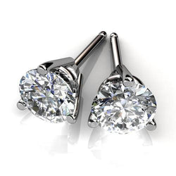 Clous D'Oreilles Réel Diamants Ronds Or Blanc 1.80 Carats