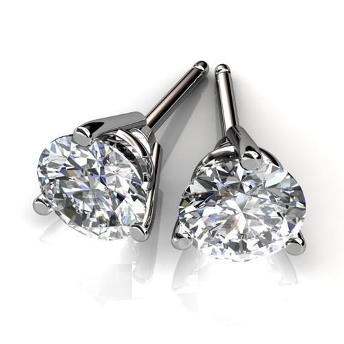 Clous D'Oreilles Réel Diamants Ronds Or Blanc 1.80 Carats
