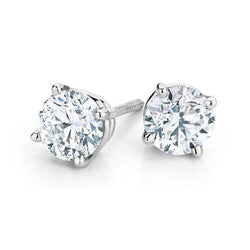 Clous D'oreilles Dame Réel Diamants En Or Blanc 4 Carats